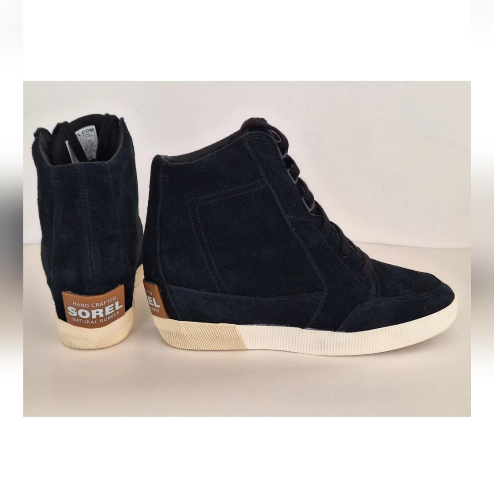 US8.5 Sorel Out N About II Wedge Suede Ankle Boots Black Waterproof